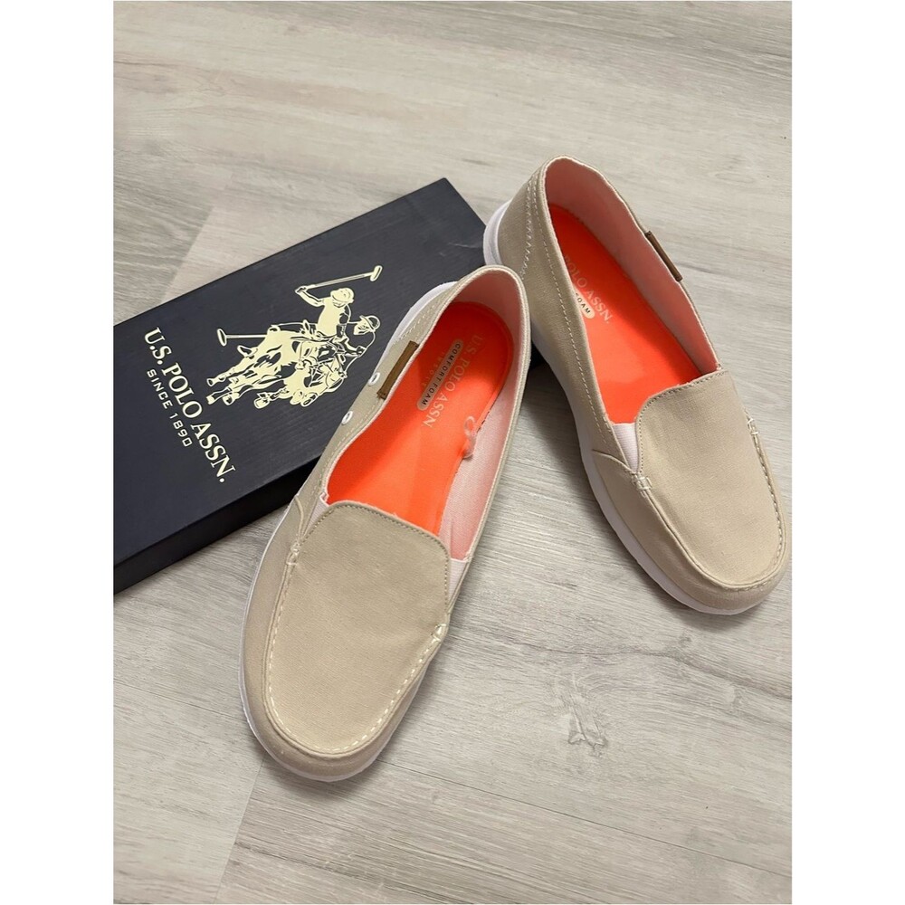U.S. Polo Assn. Beige Canvas Slip-On Shoes